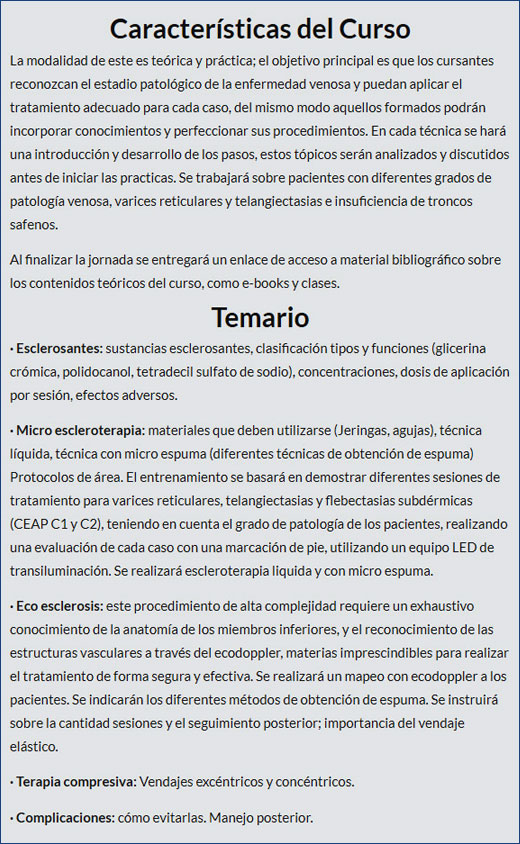 Training avanzado de formaci&oacute;n en escleroterapia y esclerosis ecoguiada